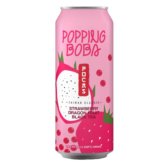 Pocas Popping Boba Strawberry Dragon Fruit Black Tea - 16.5oz